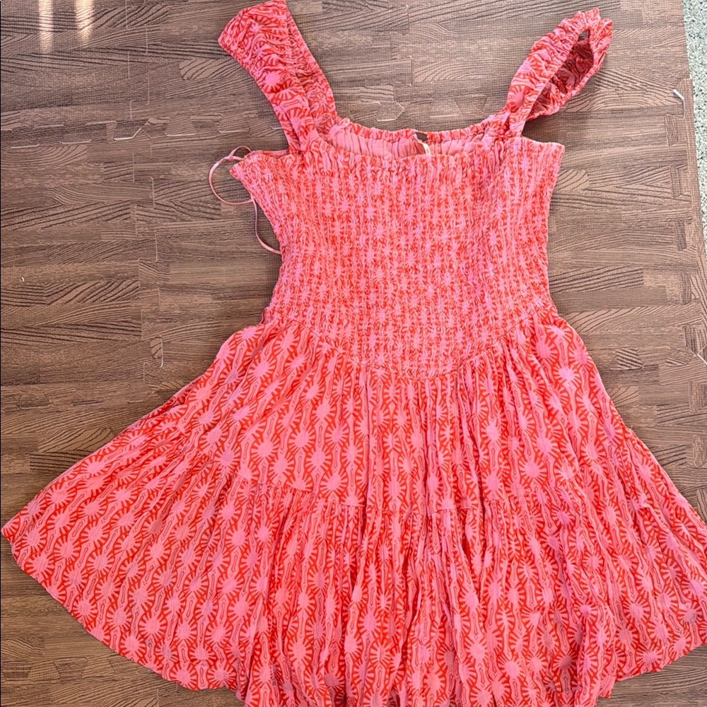FREE PEOPLE ORANGE AND PINK SUMMER DRESS SIZE SMALL
